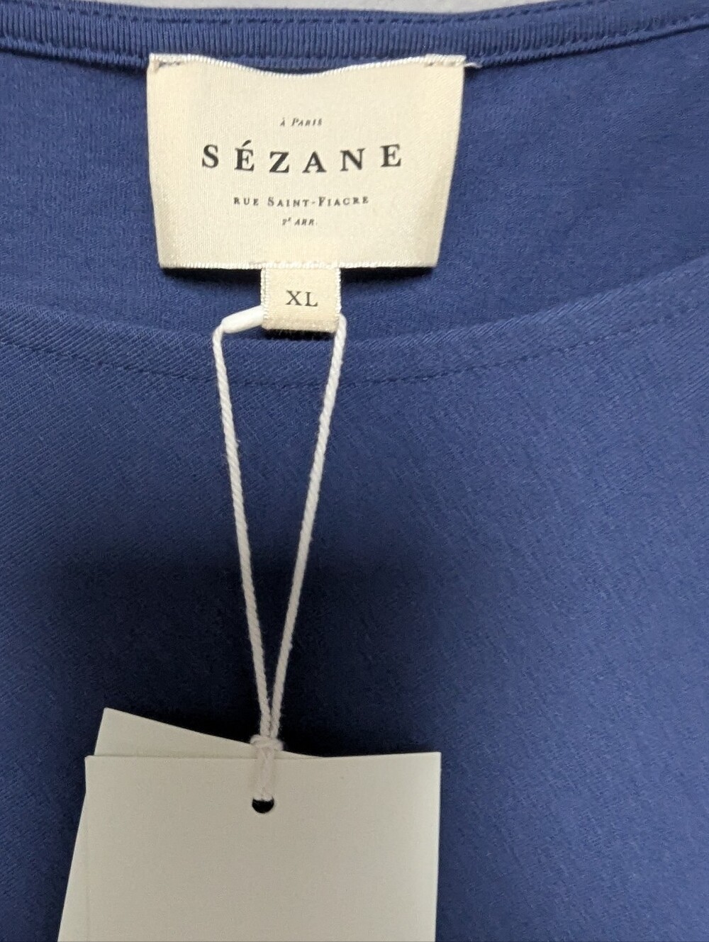 NWT Sezane Pippa Long Jersey Dress Size XL Washed Blue Short Sleeve - Picture 2 of 5